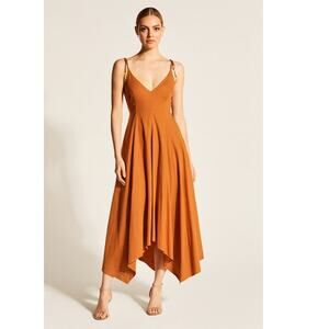 Fil De Vie Tangier Linen Maxi Dress Orange NEW XS
